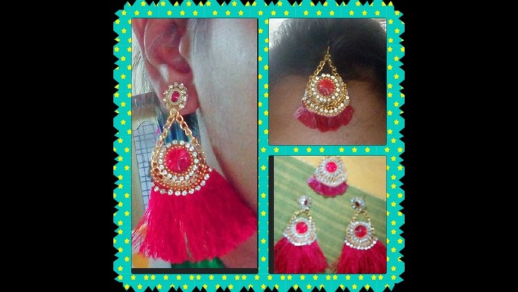 How to make feather earrings & Maang tikka with silk thread easy way in home