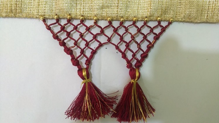 How to make Saree Kuchu. Tassels using Silk & Golden Thread - Beaded Design 1