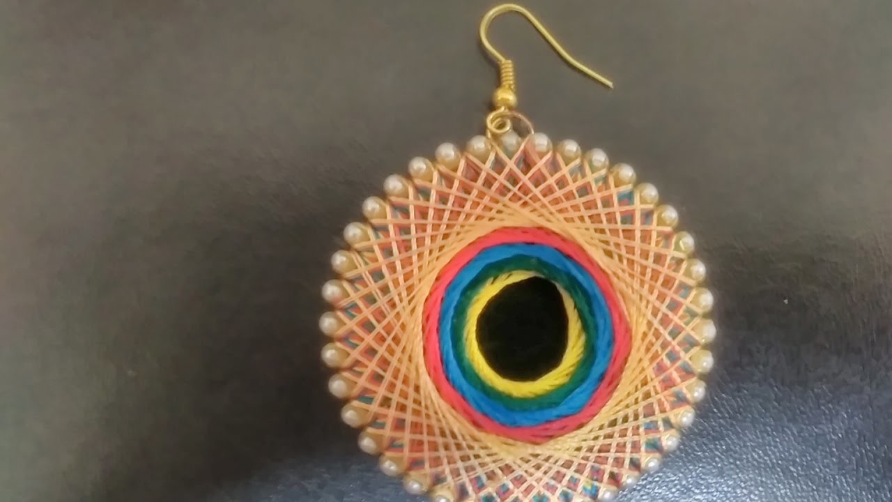 How to wrap center round multicolour silk thread earring
