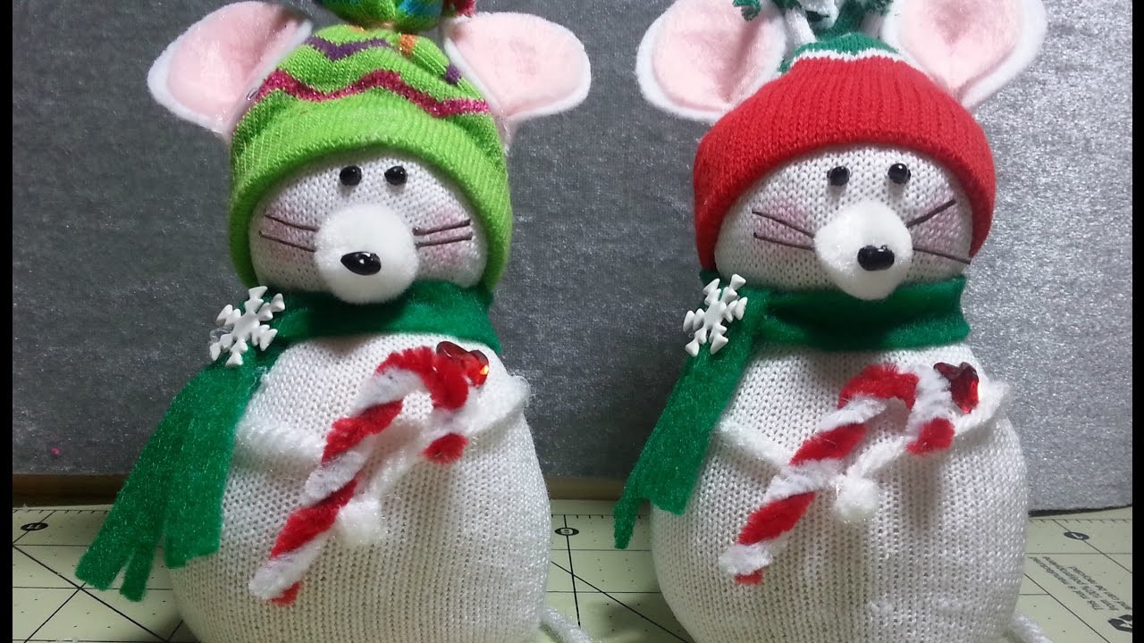 DIY~Adorable Christmas Mouse Made From Childs Dollar Tree Sock! EASY NO