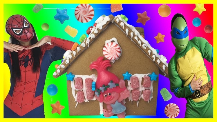 Gingerbread House Trolls DIY Christmas Sugar Cookie House Kit Decorating Candy, Icing, Gummies, Star
