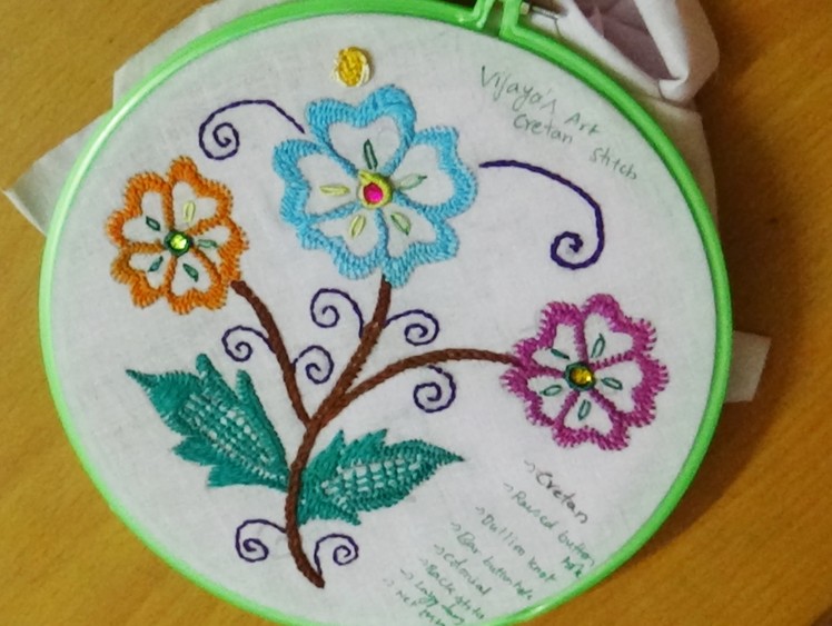 Hand Embroidery Designs # 116 - Cretan stitch Design