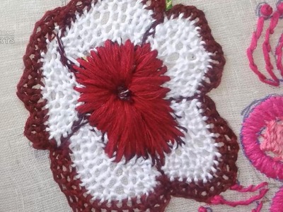 Hand Embroidery Net Stitch Flower Designs by AmmaArts.
