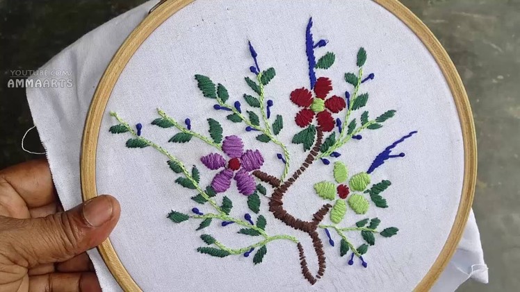 Hand Embroidery Satin Stitch  by Amma Arts
