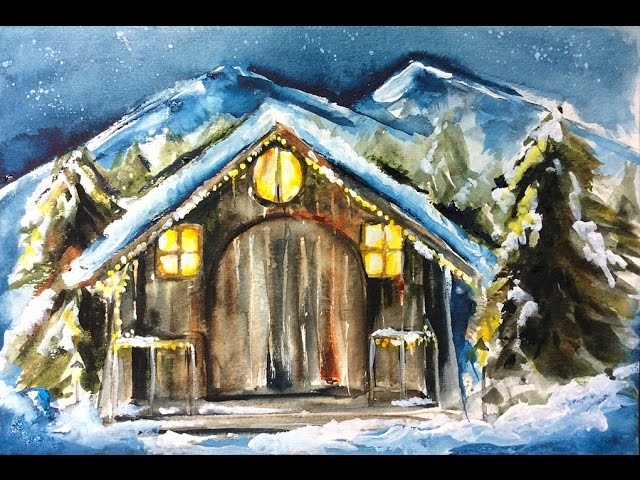 Watercolor Christmas Greeting Card Painting Demonstration