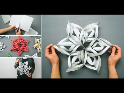 3D Snowflake DIY Tutorial - How to Make 3D Paper Snowflakes for homemade decorations 2016 xmas