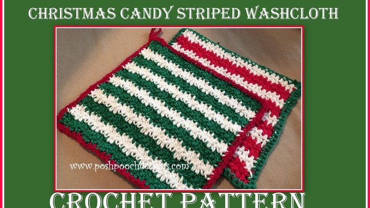 Christmas Candy Striped Washcloth Crochet Pattern