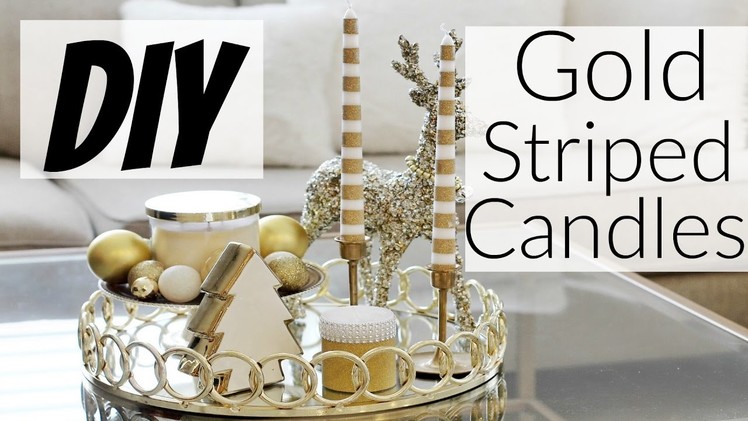 DIY Gold Striped Candlesticks for only $2