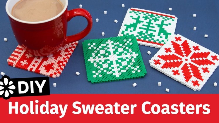 DIY Holiday Sweater Perler Bead Coasters | Sea Lemon