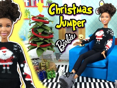 DIY | How to Make Ugly Christmas Sweater. Jumper for Barbie Doll | Christmas Holiday Crafts