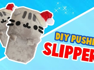 DIY PUSHEEN SLIPPERS MADE WITH A SPONGE?! - NO SEW TUTORIAL