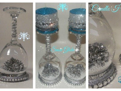 DIY - WINE GLASS SNOW GLOBE CANDLE HOLDER. DOLLAR TREE. MICHAELS (ALL THAT GLITTERS EP 3)