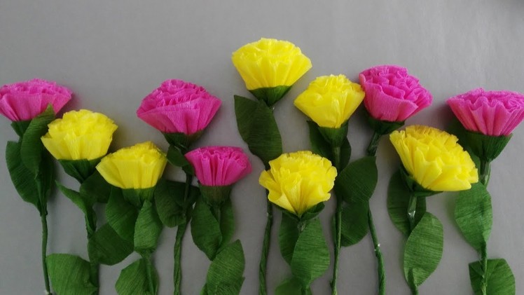 HOW TO MAKE CARNATION USING CREPE PAPER