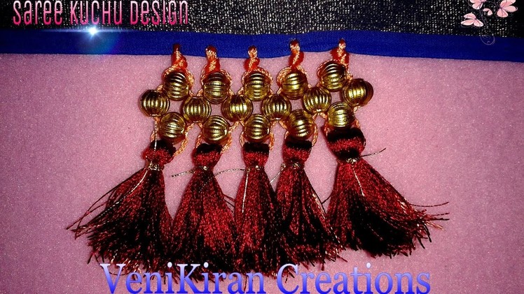 How to make Saree Kuchu.Tassels Design using Silk Thread with Beads - Design 8