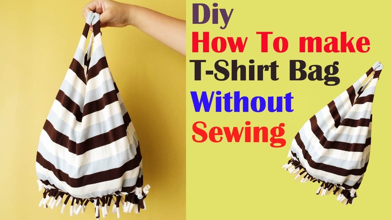 T-shirt Bag DIY, How to make a T-shirt bag from waste old T-shirt ...
