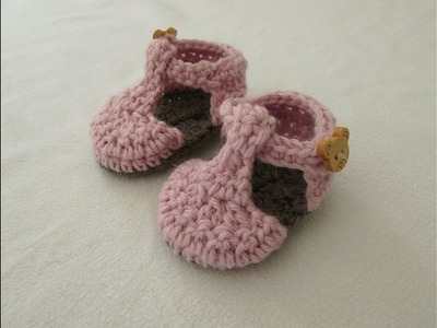VERY EASY crochet T-bar baby shoes. booties tutorial