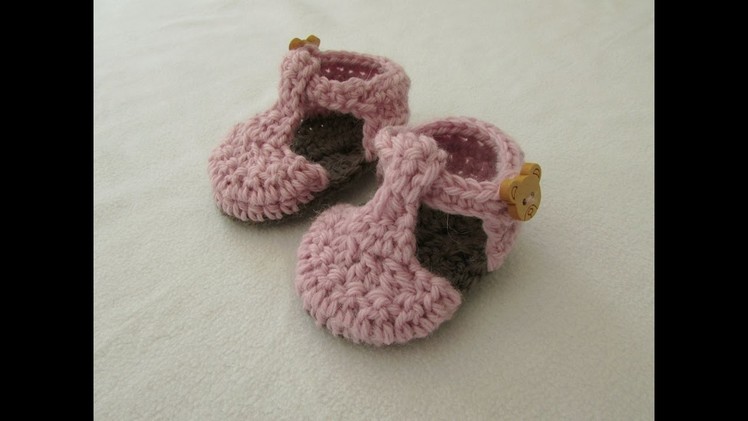 VERY EASY crochet T-bar baby shoes. booties tutorial