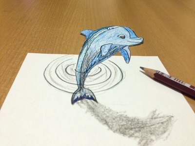 3D Dolphin Drawing - Tricks Art Illusion