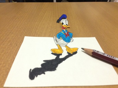 3D Donald Duck Drawing, Anamorphic Illusion