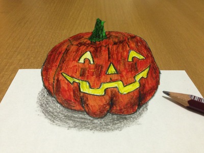 3D Halloween Pumpkin Drawing - Amazing Anamorphic Illusion Art