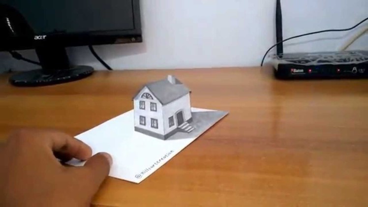 3D House illusion drawing by Nilesh Pithadiya