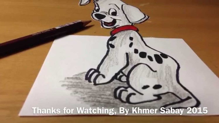 3D Little Dog Drawing in 101 Dalmatians, Anamorphic Illusion