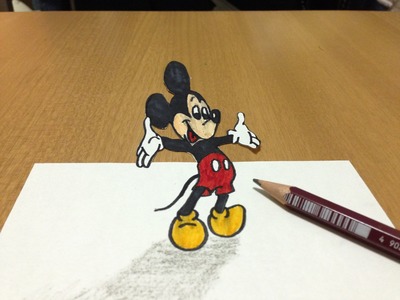 3D Mickey Mouse Drawing - Anamorphic Illusion Tricks Art