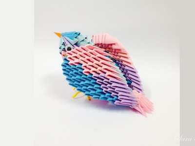 3D origami colourful bird