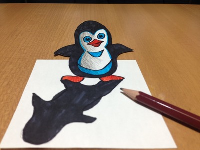 3D Penguin Drawing, Trick Art