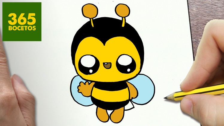 COMO DIBUJAR ABEJA KAWAII PASO A PASO - Dibujos kawaii faciles - How to draw a bee