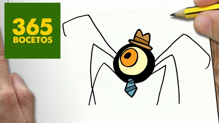 COMO DIBUJAR ARAÑA KAWAII PASO A PASO - Dibujos kawaii faciles - How to draw a spider