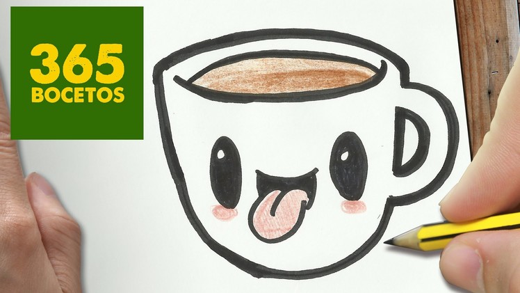 COMO DIBUJAR CAFE KAWAII PASO A PASO - Dibujos kawaii faciles - How to draw a COFFEE