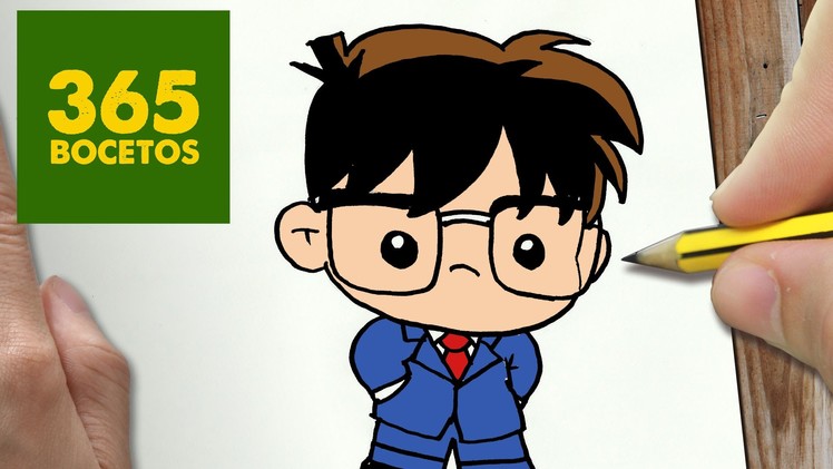 COMO DIBUJAR DETECTIVE CONAN KAWAII PASO A PASO - Dibujos kawaii faciles - How to draw Case Closed