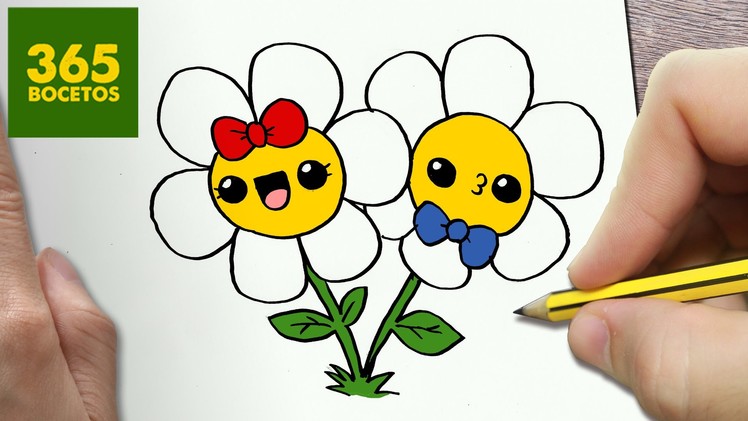 COMO DIBUJAR FLORES KAWAII PASO A PASO - Dibujos kawaii faciles - How to draw a Flowers