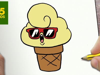 COMO DIBUJAR HELADO KAWAII PASO A PASO - Dibujos kawaii faciles - How to draw a ice cream