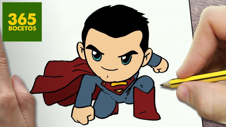 COMO DIBUJAR SUPERMAN KAWAII PASO A PASO - Dibujos kawaii faciles - How to draw a SUPERMAN