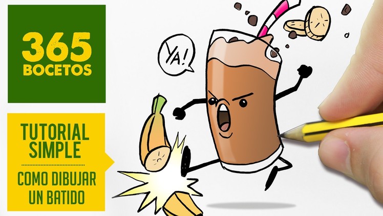 COMO DIBUJAR UN BATIDO KAWAII PASO A PASO - Dibujos kawaii faciles - How to draw a banana smoothie