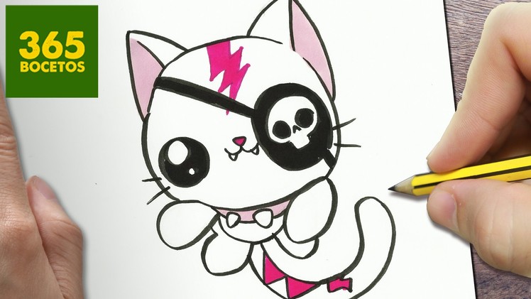 COMO DIBUJAR UN GATO KAWAII PASO A PASO - Dibujos kawaii faciles - How to draw a cat