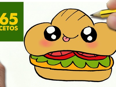 COMO DIBUJAR UN SANDWICH KAWAII PASO A PASO - Dibujos kawaii faciles - How to draw a sandwich