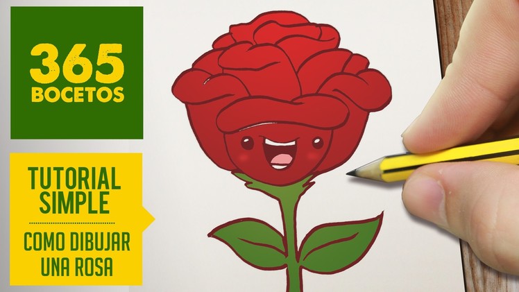 COMO DIBUJAR UNA ROSA KAWAII PASO A PASO - Dibujos kawaii faciles - How to draw a rose