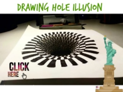 Drawing 3D Hole Illusion. Anamorphic Illusion