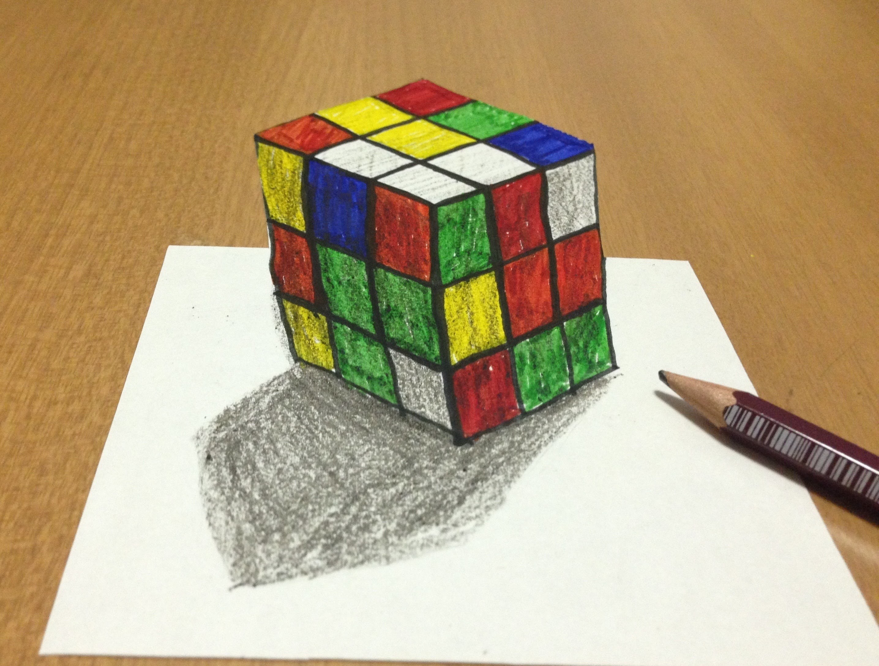 Drawing 3d Rubiks Cube Tricks Art Anamorphic Illusion