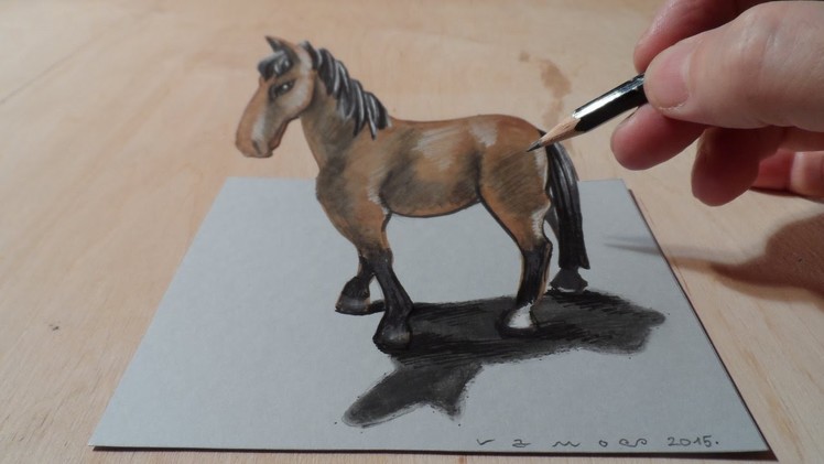 Drawing a 3D Horse, Trick Art