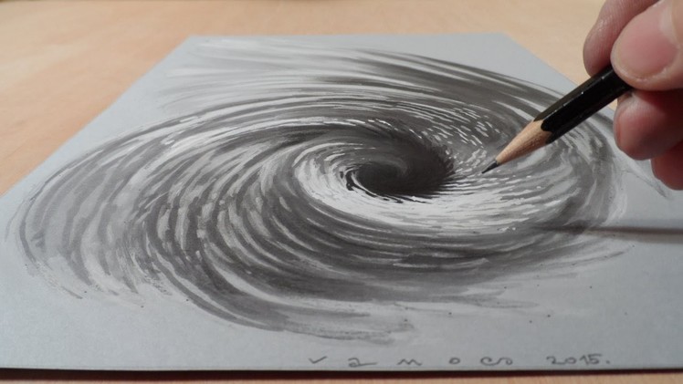 Drawing a 3D Vortex, Hole Illusion & Three Dimensional Space