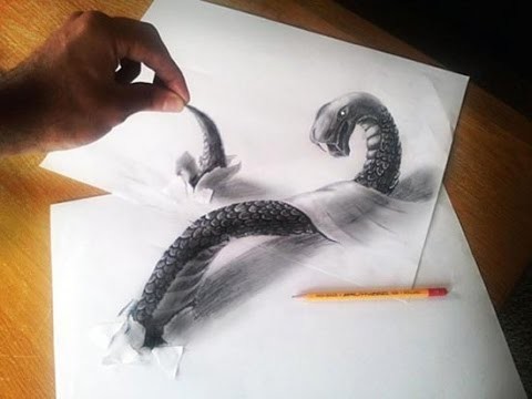 How to draw 3d art on paper, a 3d painting model