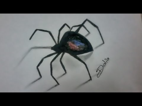 How to draw 3D Spider easy