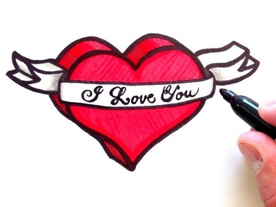 How to Draw a 3D Heart with Ribbon