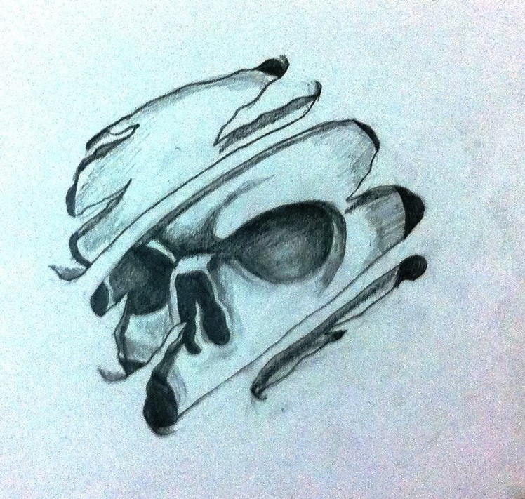 How to draw cool 3d skull tattoo desing - Speed Drawing