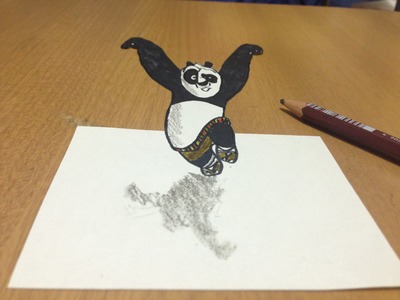 Kung Fu Panda 3D Drawing - Tricks Art Anamorphic Illusion