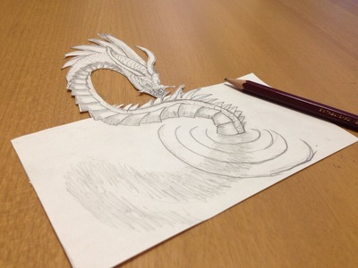 Pencil Drawing a 3D Loch Ness Monster - Anamorphic illusion